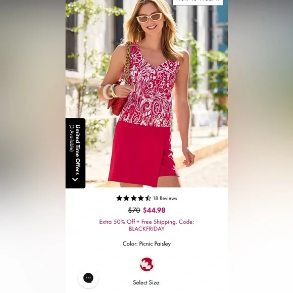 Boston Proper tank top Blouson Beyond Travel NWT XS Picnic Paisley - Picture 2 of 12